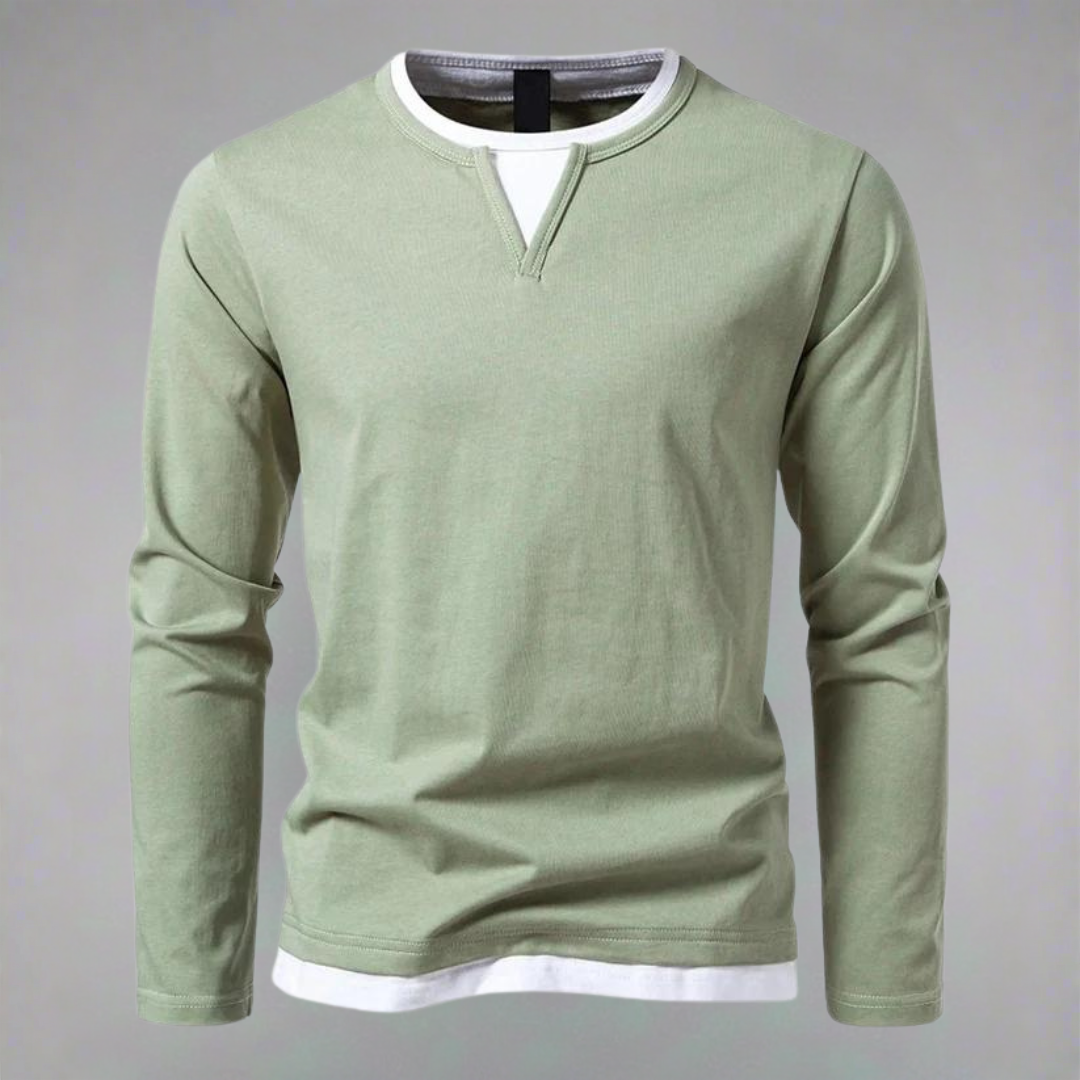 Henley Shirt Lange Mouw V-Hals Laagjes-Look voor Casual Dagelijks
