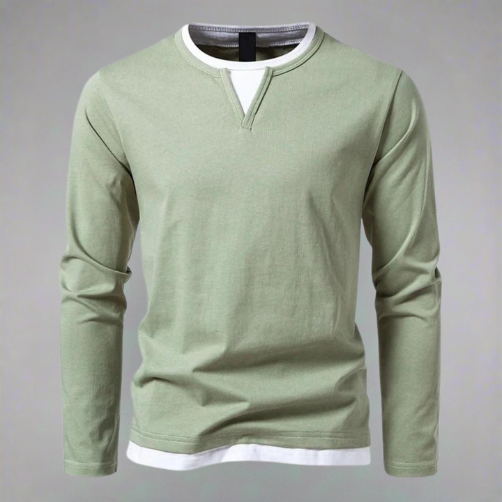 Henley Shirt Lange Mouw V-Hals Laagjes-Look voor Casual Dagelijks