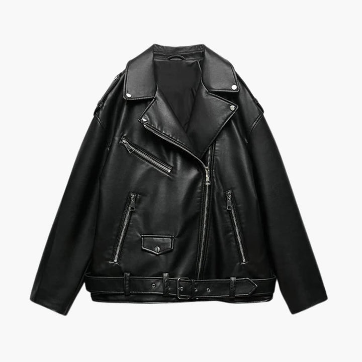 Dames Biker Jacket met Revers en Ritssluiting