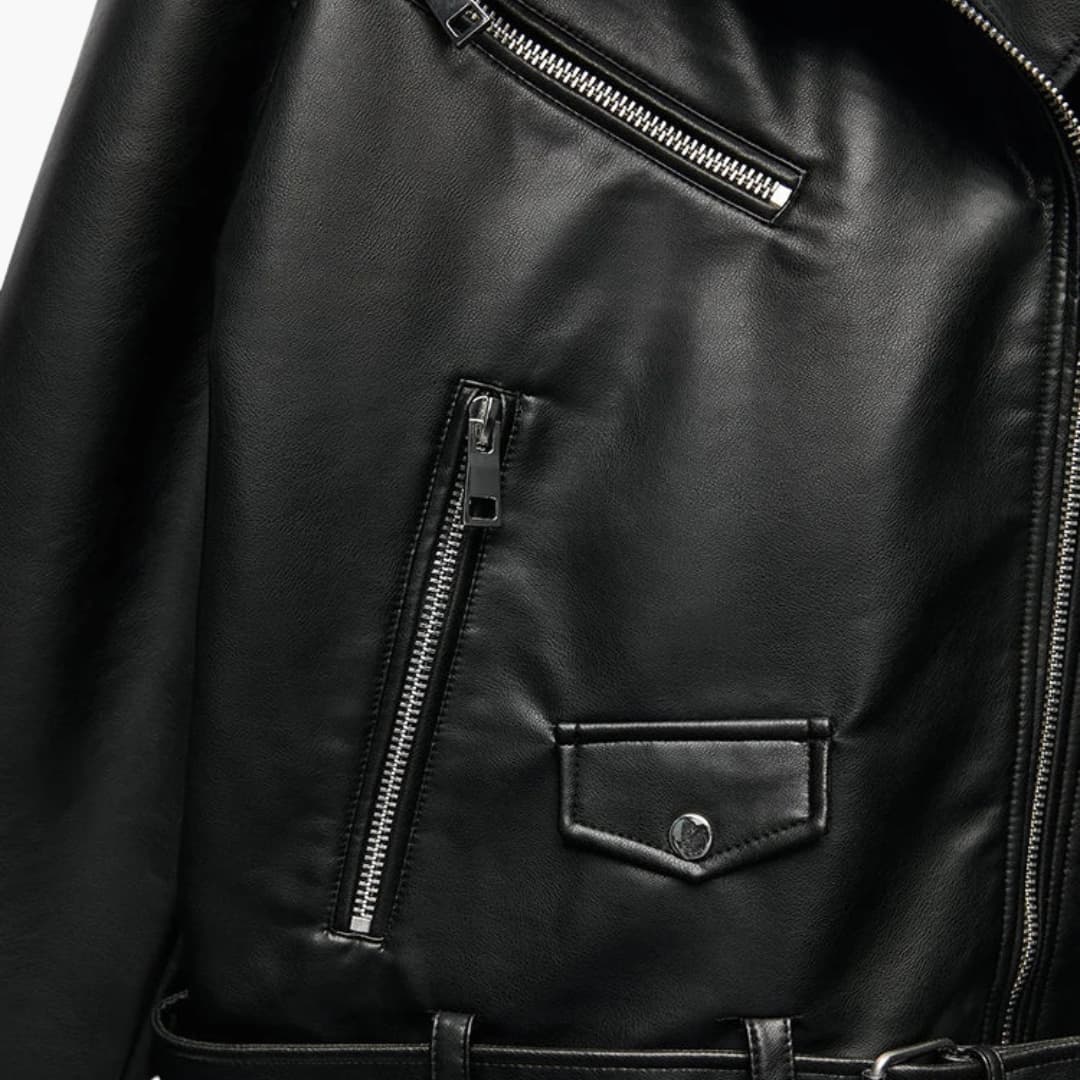 Dames Biker Jacket met Revers en Ritssluiting