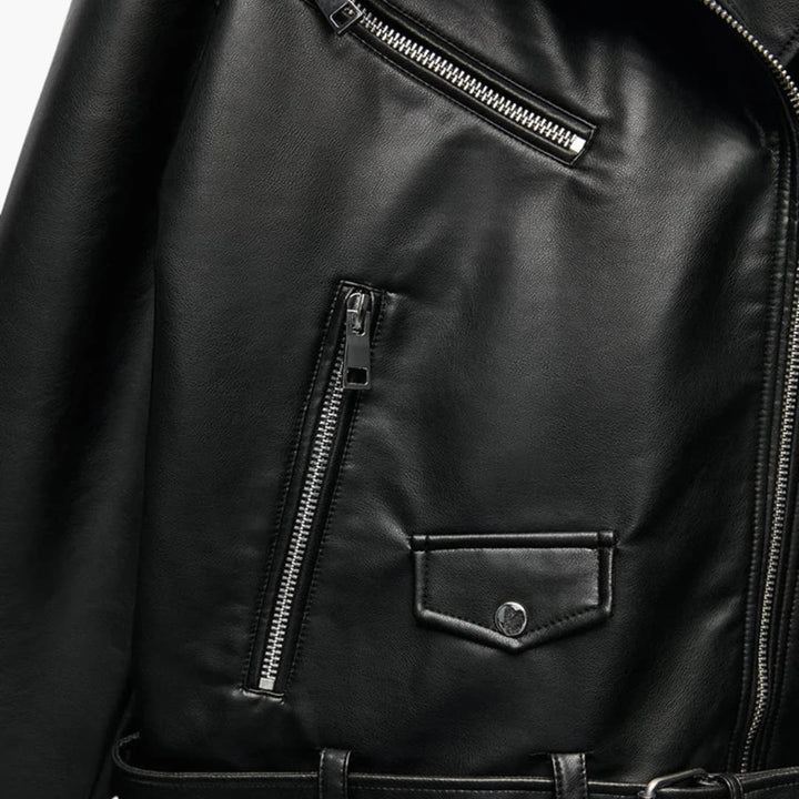 Dames Biker Jacket met Revers en Ritssluiting