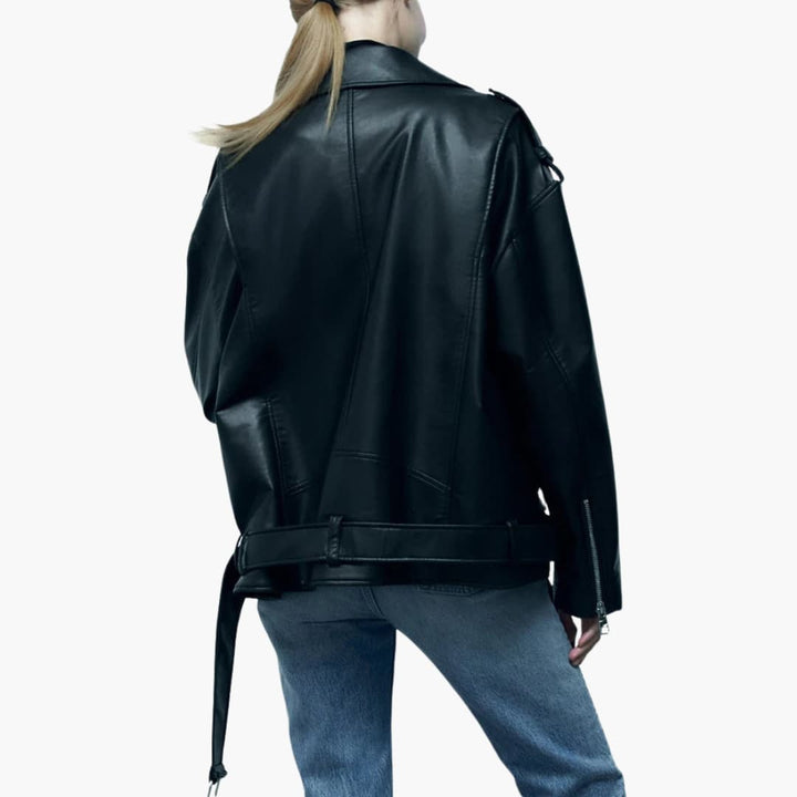 Dames Biker Jacket met Revers en Ritssluiting