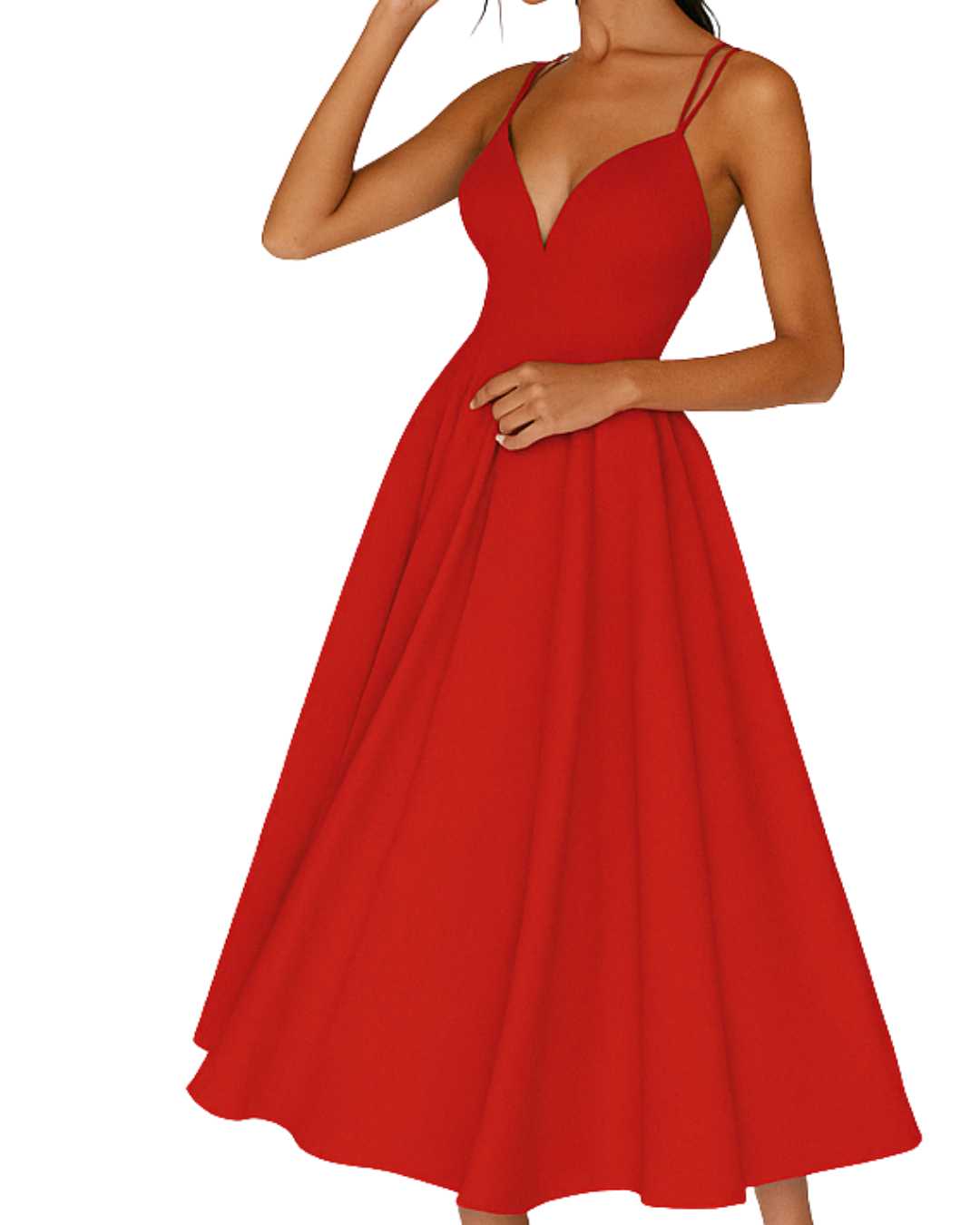 Aurelia | Elegante Dames Midi Jurk met Spaghettibandjes voor Bruiloftsgasten
