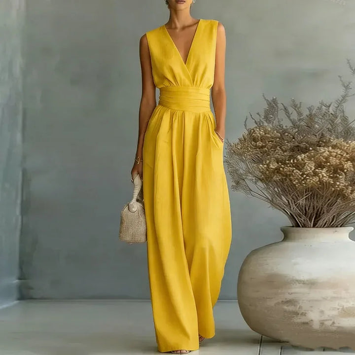 Aurore | Dames Jumpsuit Zomer Elegant Wrap V-hals Wide-Leg