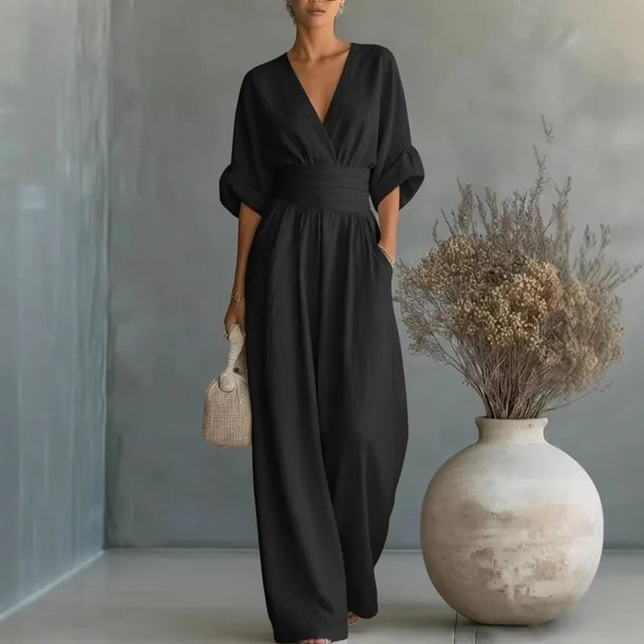 Aurore | Dames Jumpsuit Zomer Elegant Wrap V-hals Wide-Leg