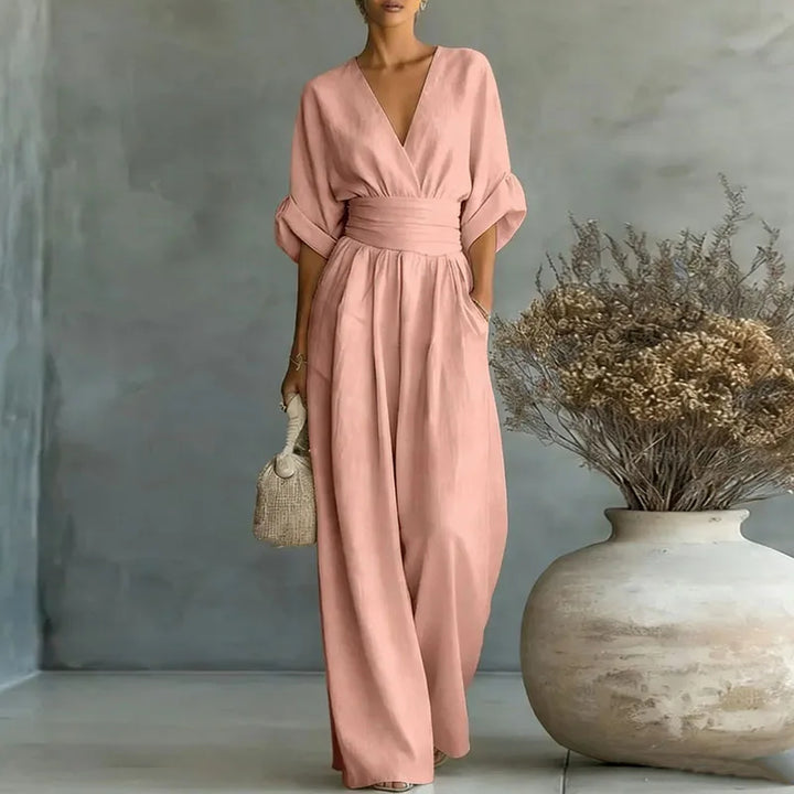 Aurore | Dames Jumpsuit Zomer Elegant Wrap V-hals Wide-Leg