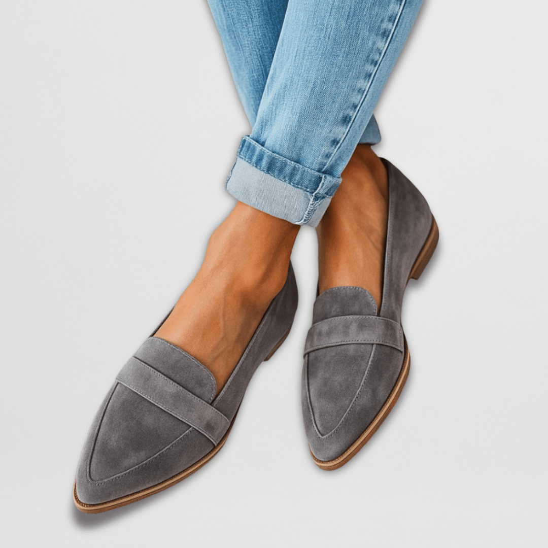 Benthe | Dames Puntige Teen Suède Loafers Elegant