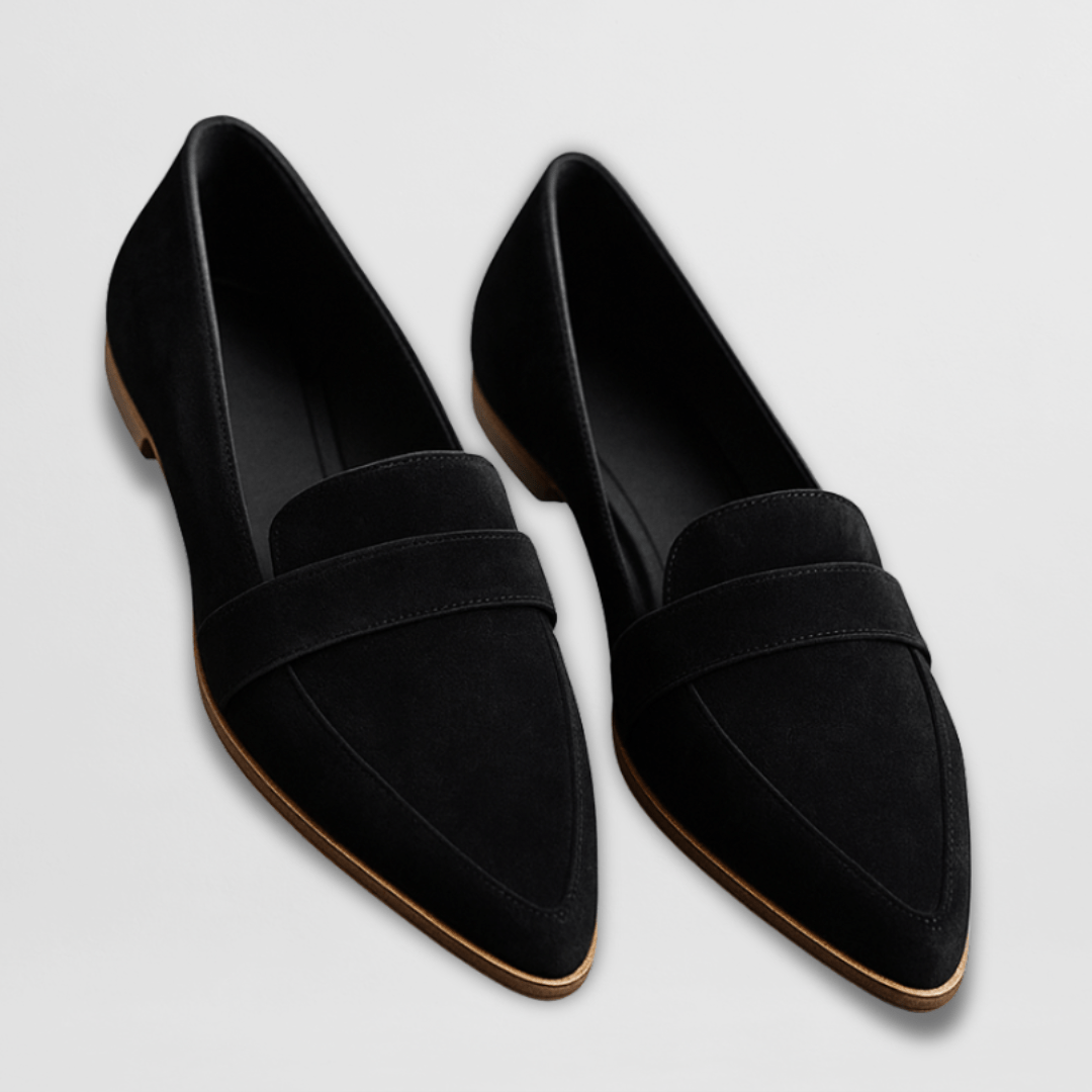 Benthe | Dames Puntige Teen Suède Loafers Elegant