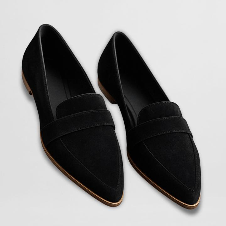Benthe | Dames Puntige Teen Suède Loafers Elegant