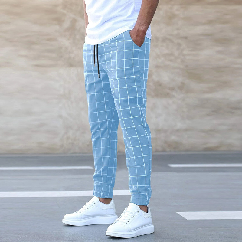 Bram | Heren Casual Geruit Elastische Taille Tapered broek