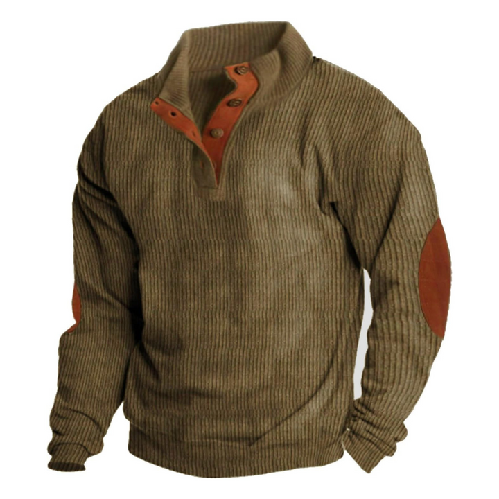 Bram | Heren Retro Staande Kraag Elleboogpatch Trui