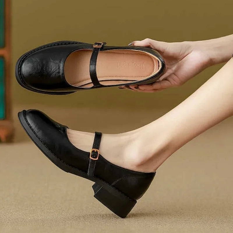Britt | Dames Mary Jane Lage Blokhak Schoenen