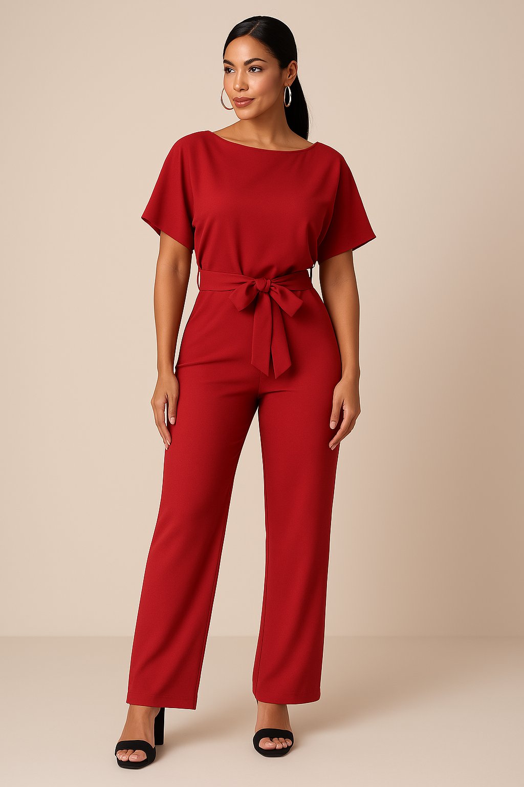 Celeste | Dames Jumpsuit Elegant Wide-Leg Boothals Korte Mouw