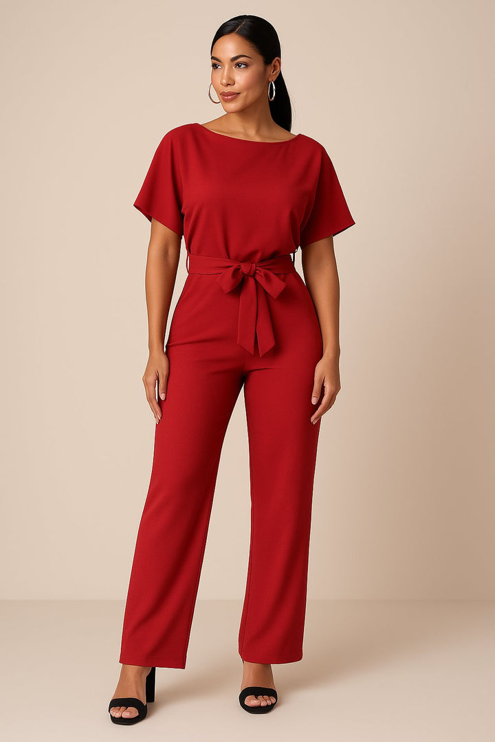 Celeste | Dames Jumpsuit Elegant Wide-Leg Boothals Korte Mouw