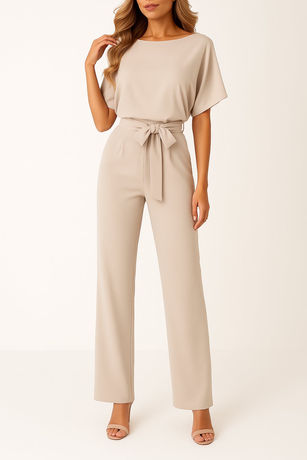 Celeste | Dames Jumpsuit Elegant Wide-Leg Boothals Korte Mouw