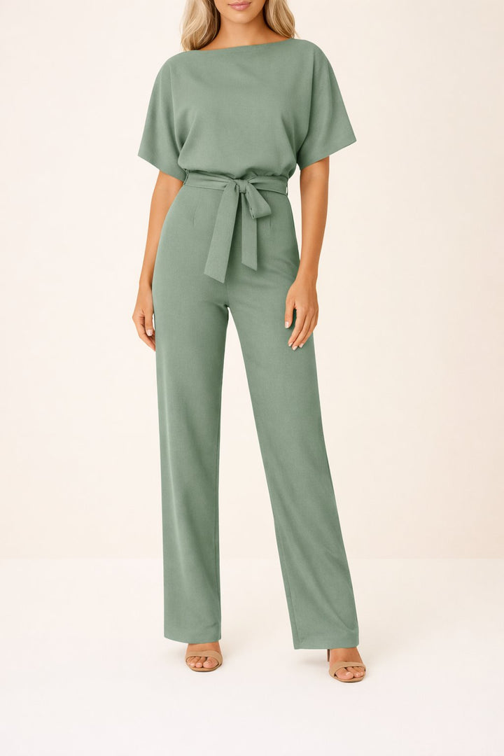 Celeste | Dames Jumpsuit Elegant Wide-Leg Boothals Korte Mouw