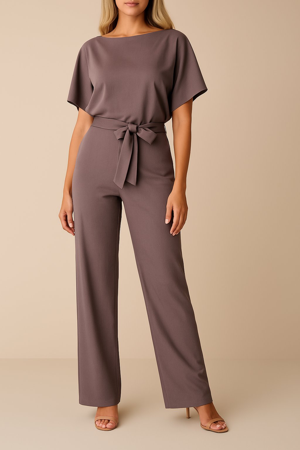Celeste | Dames Jumpsuit Elegant Wide-Leg Boothals Korte Mouw