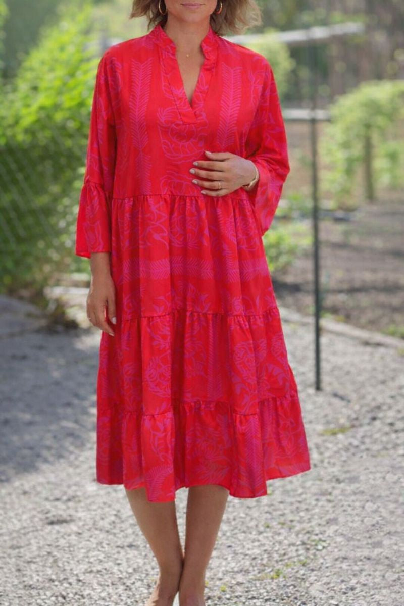 Clara | Dames Midi Jurk Boho Tropische Print