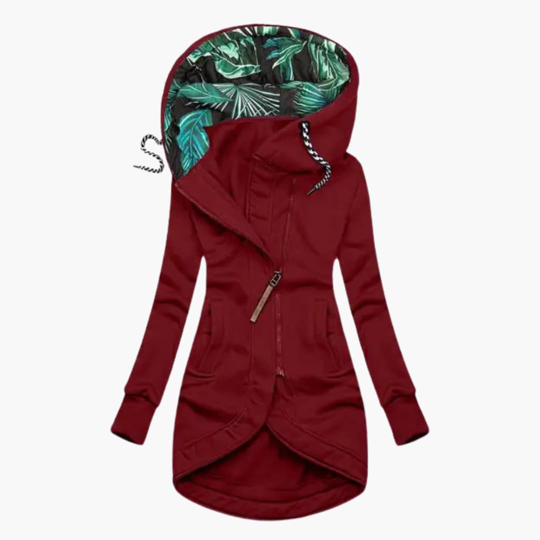 Elin | Dames Botanisch Capuchon Lange Mouw Asymmetrische Jack