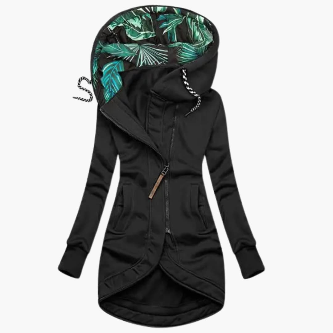 Elin | Dames Botanisch Capuchon Lange Mouw Asymmetrische Jack