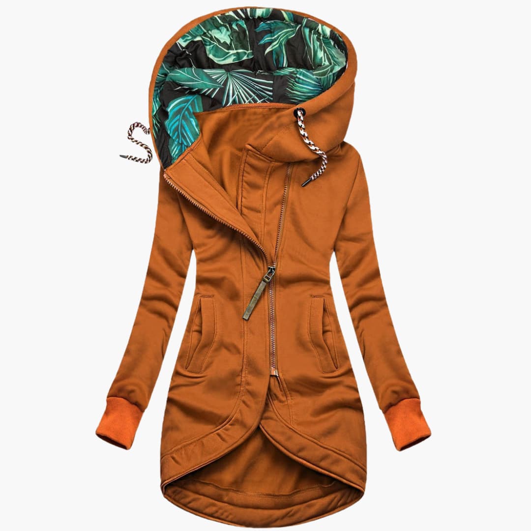 Elin | Dames Botanisch Capuchon Lange Mouw Asymmetrische Jack