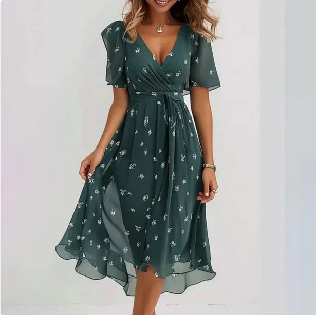 Eva | Elegante Dames Midi Overslagjurk
