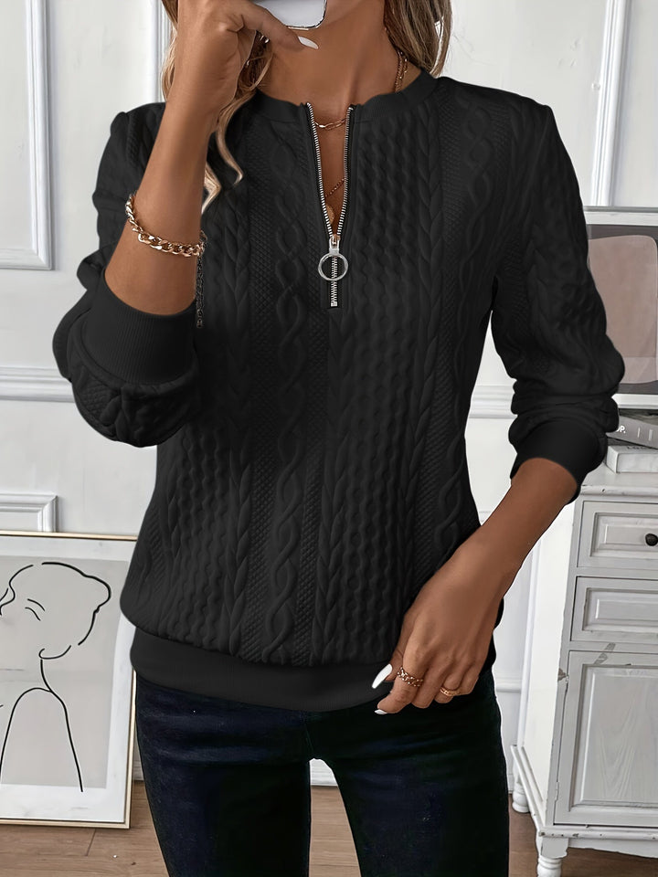 Femke | Dames Kabelbrei Quarter Zip Trui