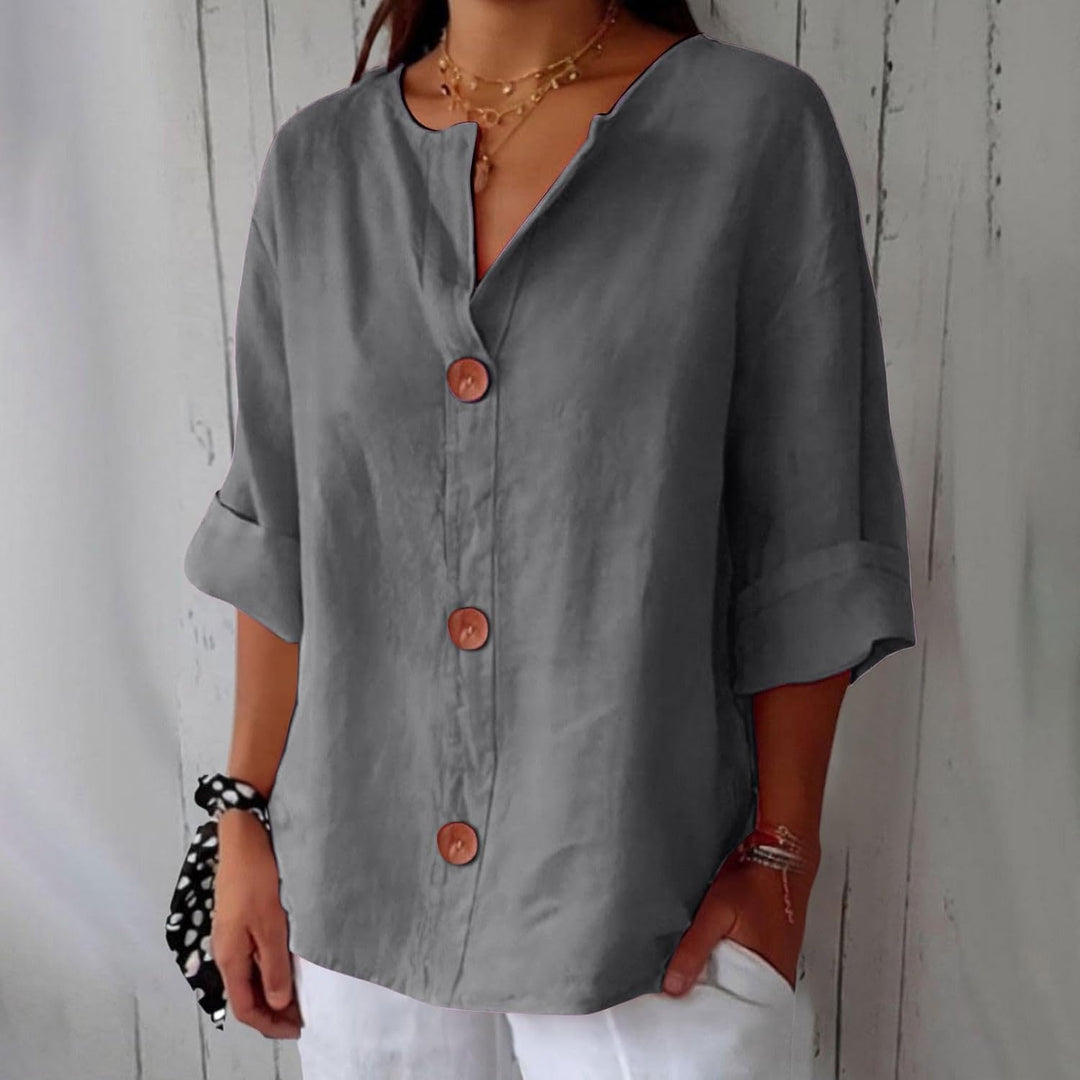 Fleur | Dames Casual V-Hals Button-Down Blouse
