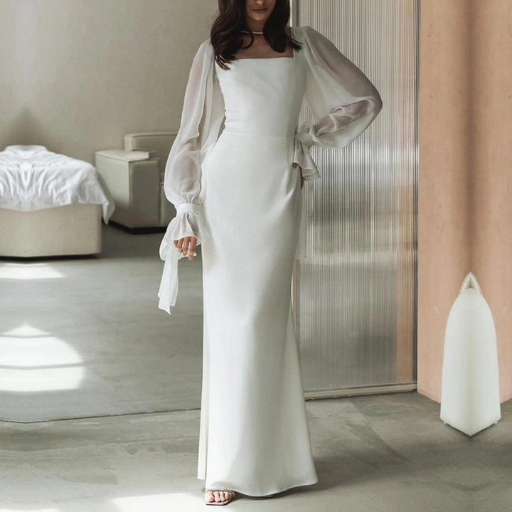 Florine | Elegante Dames Maxi Vierkante-Hals Avondjurk