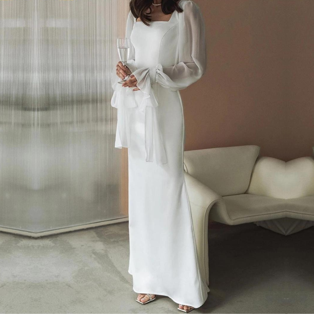 Florine | Elegante Dames Maxi Vierkante-Hals Avondjurk