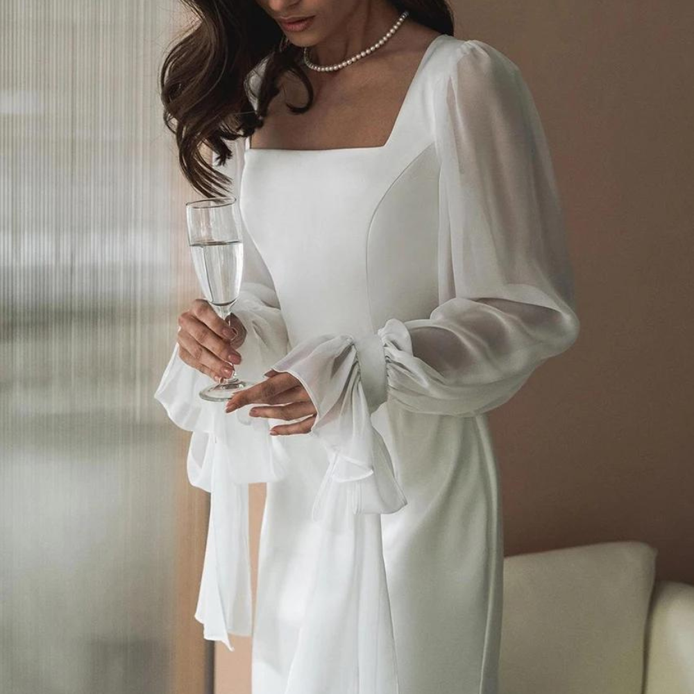Florine | Elegante Dames Maxi Vierkante-Hals Avondjurk