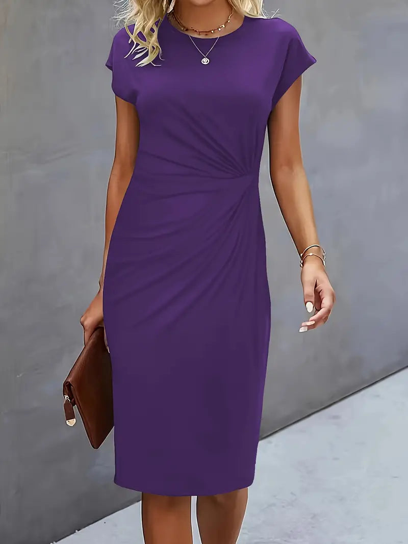 Iris | Dames Ronde Hals Korte Mouw Midi Jurk