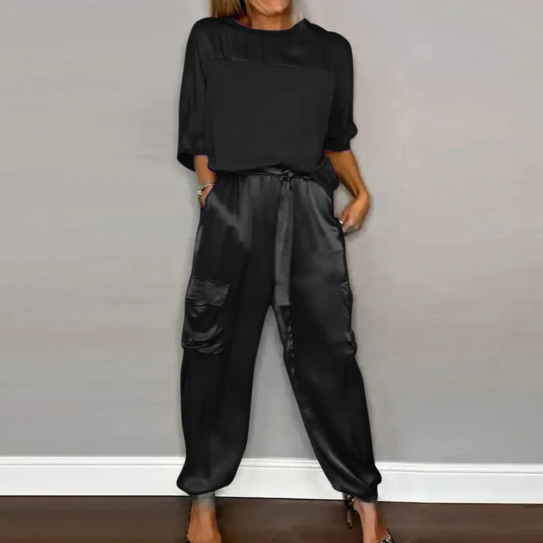 Kaya | Dames Cargo Rondehals Getailleerde Tweedelig set