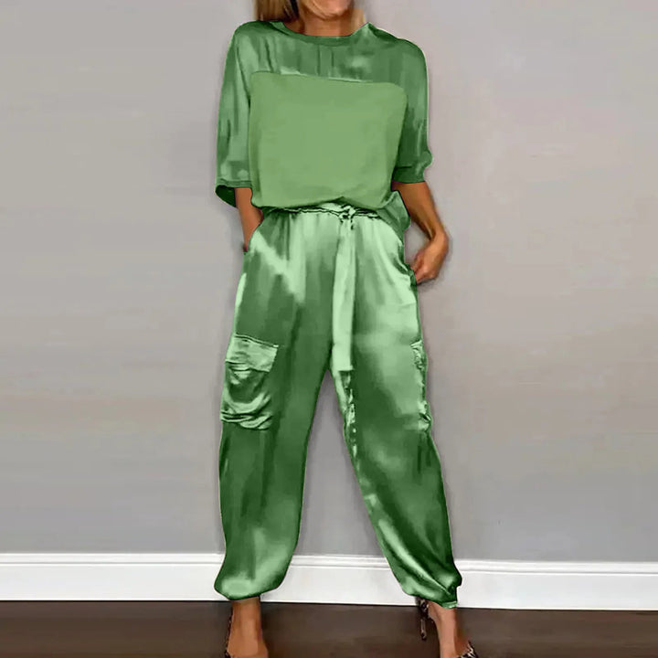 Kaya | Dames Cargo Rondehals Getailleerde Tweedelig set