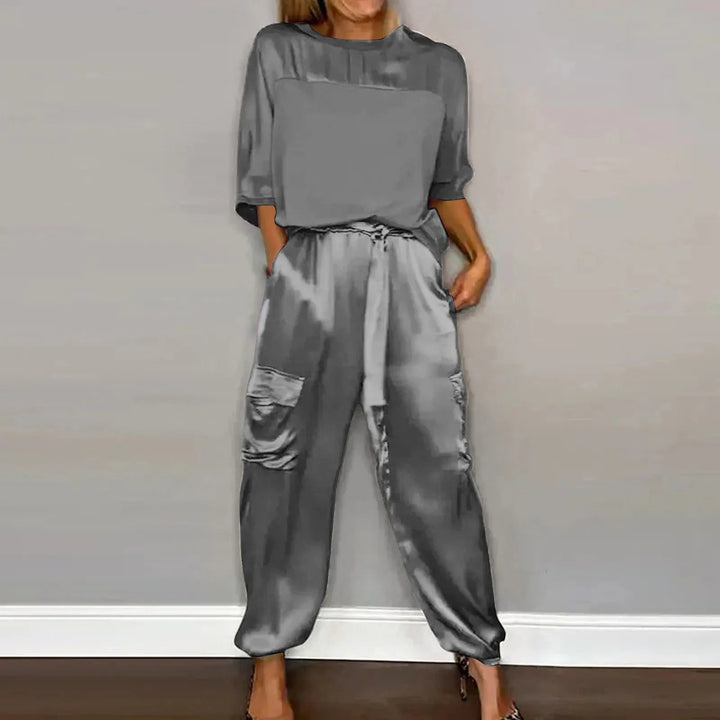 Kaya | Dames Cargo Rondehals Getailleerde Tweedelig set