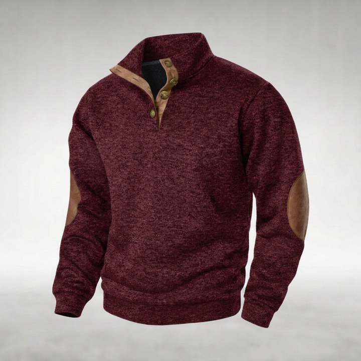 Laurent | Heren Elleboogpatch Quarter-Zip Trui