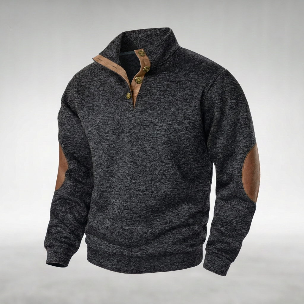 Laurent | Heren Elleboogpatch Quarter-Zip Trui