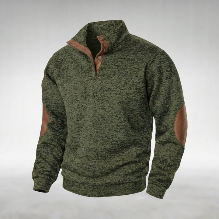 Laurent | Heren Elleboogpatch Quarter-Zip Trui