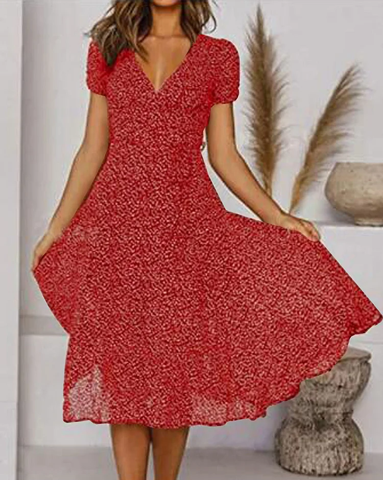 Neva | Elegante Dames Midi-Jurk V-hals Zomer