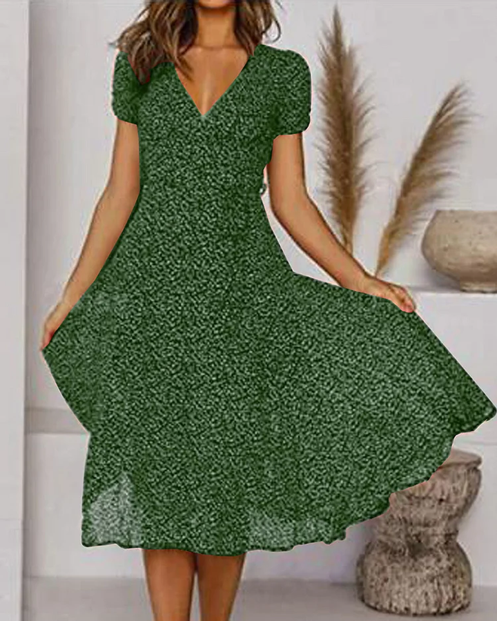Neva | Elegante Dames Midi-Jurk V-hals Zomer
