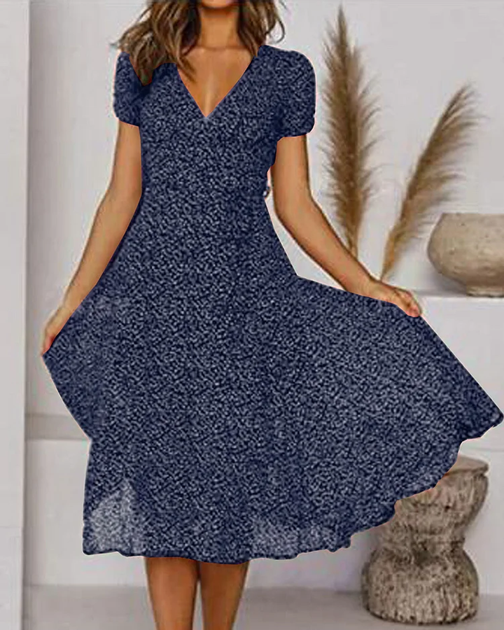 Neva | Elegante Dames Midi-Jurk V-hals Zomer