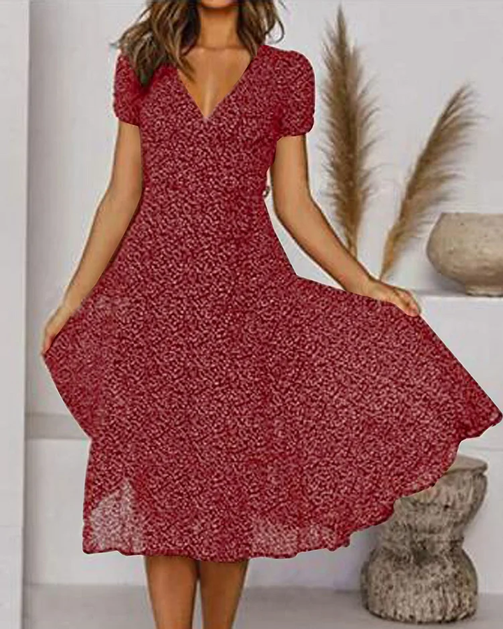 Neva | Elegante Dames Midi-Jurk V-hals Zomer
