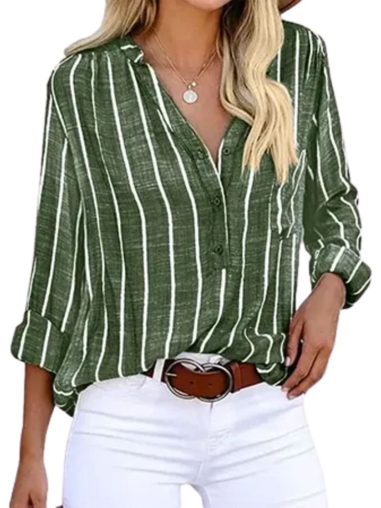 Noor | Dames Gestreepte V-hals Blouse