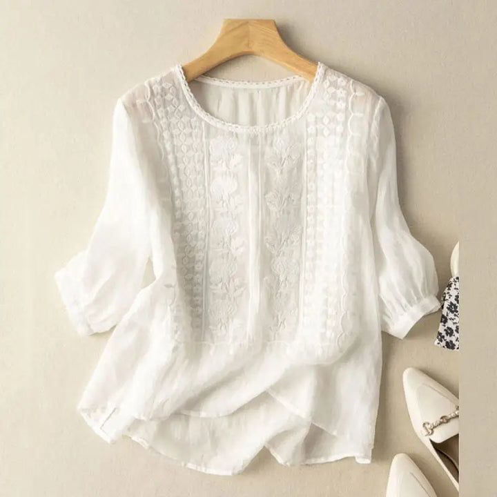 Noor | Dames Boho Open-Weave Ronde-Hals Relaxed Top