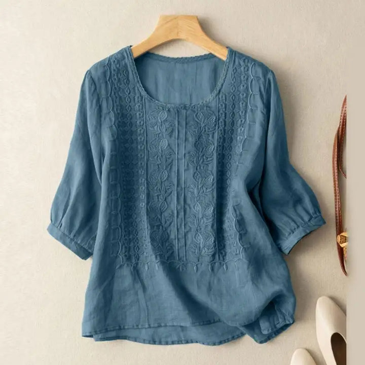 Noor | Dames Boho Open-Weave Ronde-Hals Relaxed Top