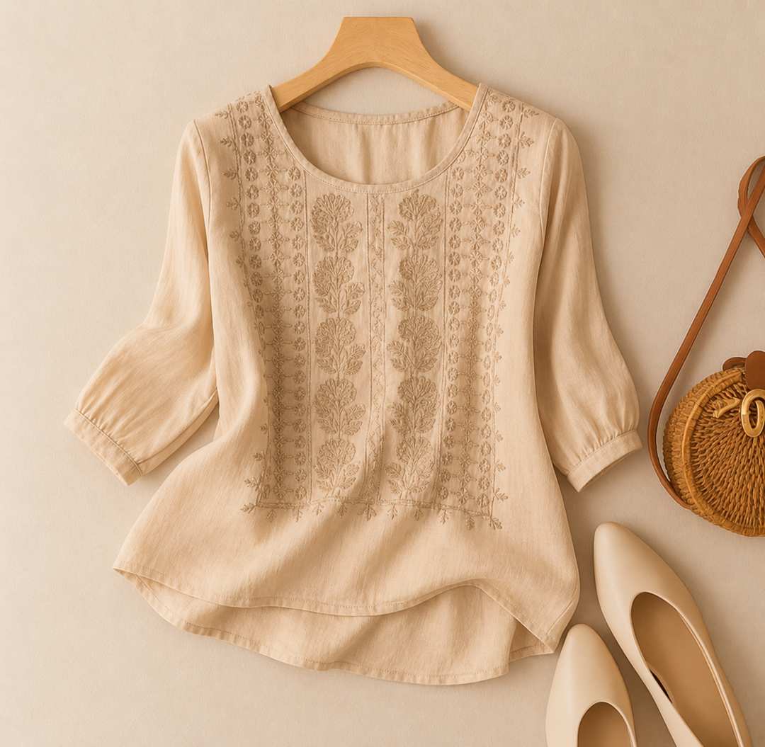 Noor | Dames Boho Open-Weave Ronde-Hals Relaxed Top