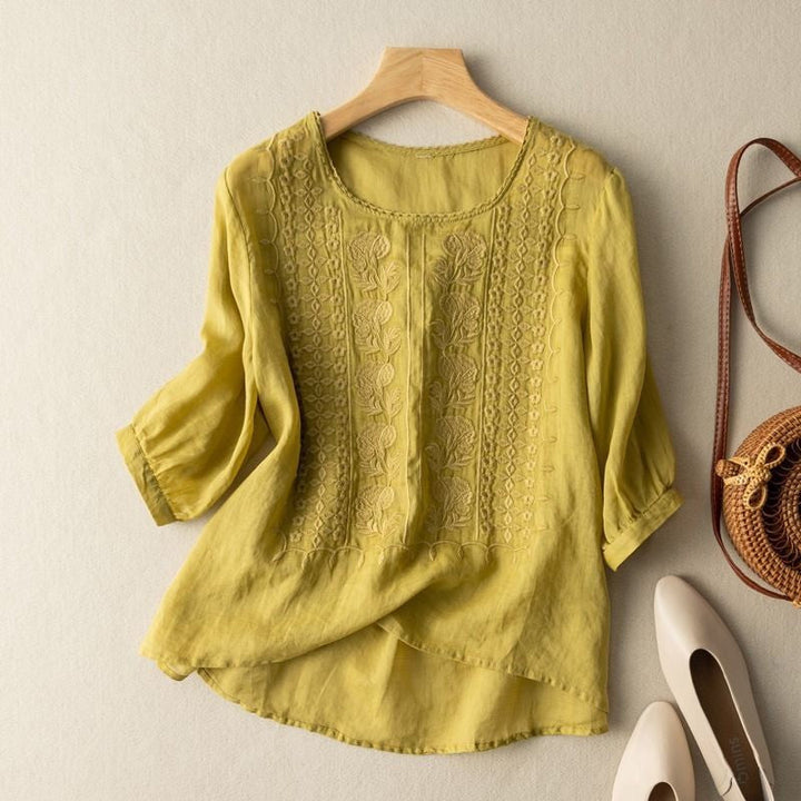 Noor | Dames Boho Open-Weave Ronde-Hals Relaxed Top