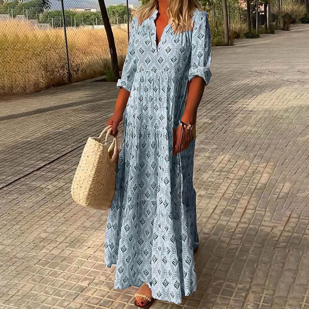 Nova | Luchtige Dames Boho Maxi Jurk Lange Mouwen