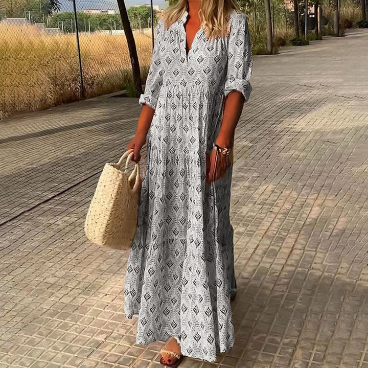 Nova | Luchtige Dames Boho Maxi Jurk Lange Mouwen