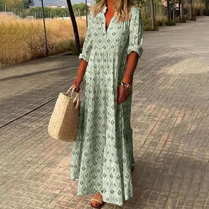 Nova | Luchtige Dames Boho Maxi Jurk Lange Mouwen